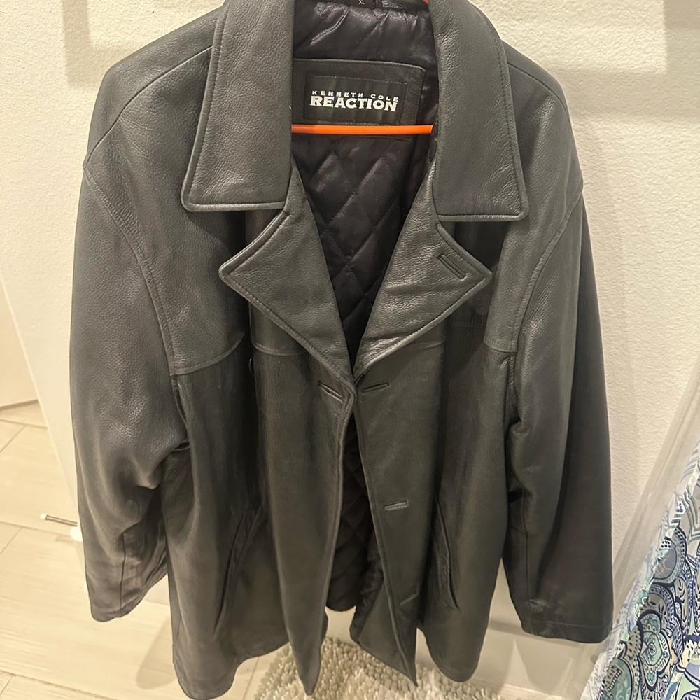 Kenneth Cole Reaction Black Leather Jacket